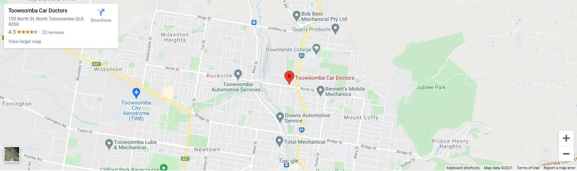 Toowoomba Car Doctors Map